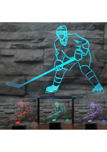 3D Buz Hokeyi Gece Lambası Masa Masası Optik Illus (Yurt Dışından)