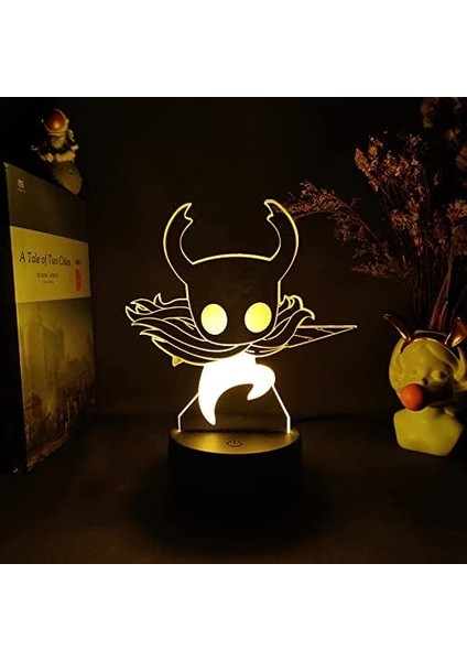 Hollow Knight Oyunu 3D Anime Gece Lambası Holl 7 Renk Uzaktan Kumanda Yok (Yurt Dışından)