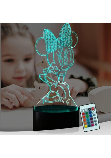 Minnie Mouse Mouse Peri 3D LED Gece Lambası Mickey (Yurt Dışından)