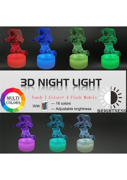 Spaceman Gece Lambası, 3D Illüzyon LED Astronot La (Yurt Dışından)