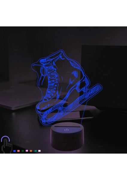 3D Buz Pateni Ayakkabıları Gece Lambası Dokunmatik Anahtar Dekoru (Yurt Dışından) fırsatları