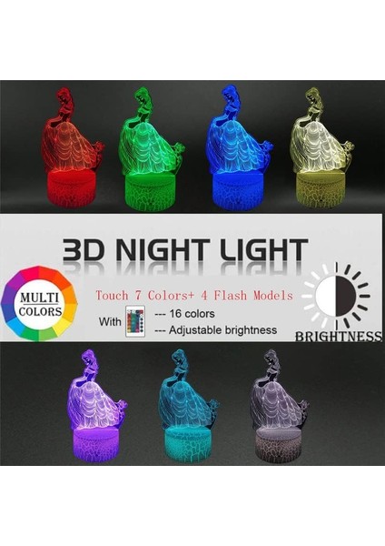 Çocuklar Için 3D Köpekbalığı Gece Lambası, Illüzyon LED Lamba (3p Denizkızı) (Yurt Dışından)