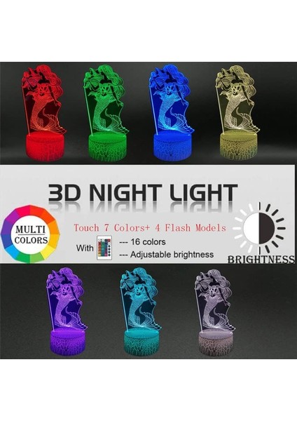Çocuklar Için 3D Köpekbalığı Gece Lambası, Illüzyon LED Lamba (3p Denizkızı) (Yurt Dışından)