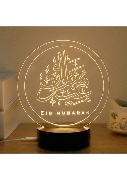 USB ile Güçlendirilmiş Yaratıcı 3D Eıd Mübarek LED Gece N (Yurt Dışından)