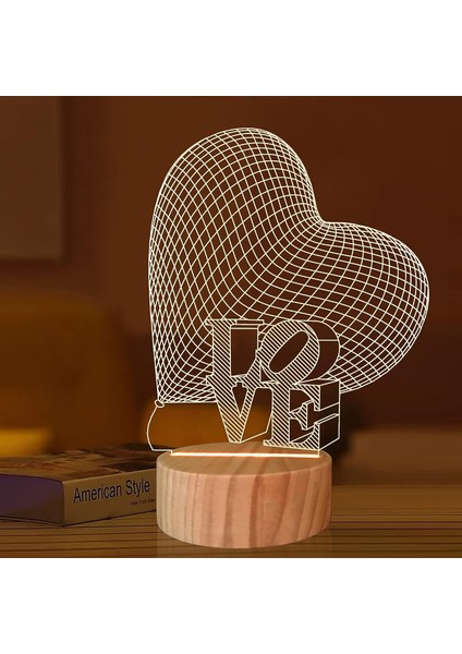 Love 3D Illusion Gece Lambası, Kalp Hologramlı Optik (Yurt Dışından) fiyatları