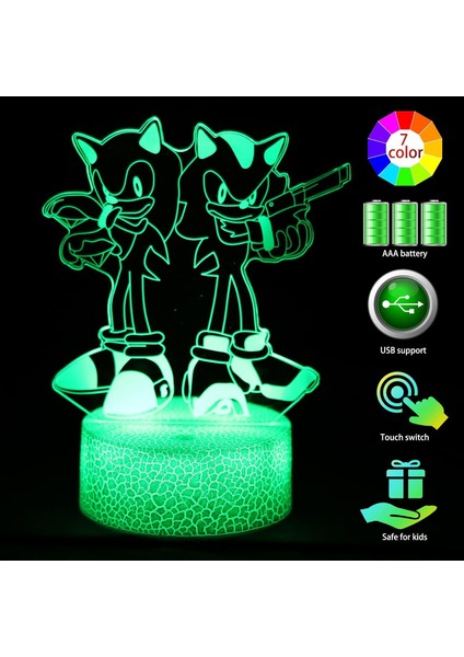3D Anime Gece Lambası LED Illüzyon Lambası ve 16 Renkli Renkli-B (Yurt Dışından)