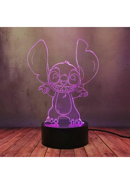 Mengxing Lilo Stitch LED Mood Lambası Happy Stitch Te (Yurt Dışından)