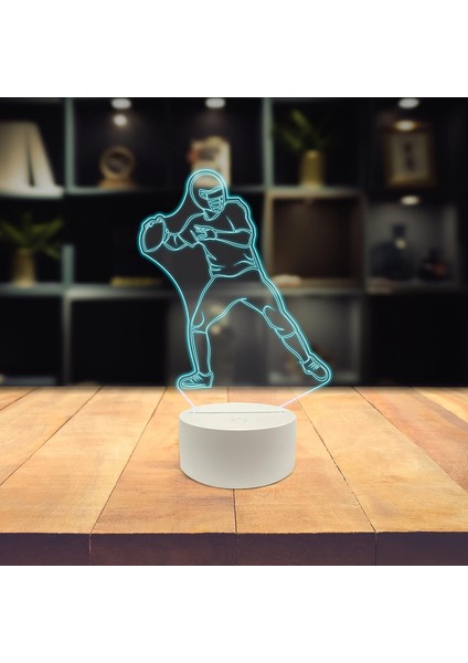 , Müzikli 3D Ledli Masa Lambası, Caz Trompet I 8" x 10" Beyaz Tabanlı Amerikan Futbolcusu Topu Fırlatıyor (Yurt Dışından) modelleri
