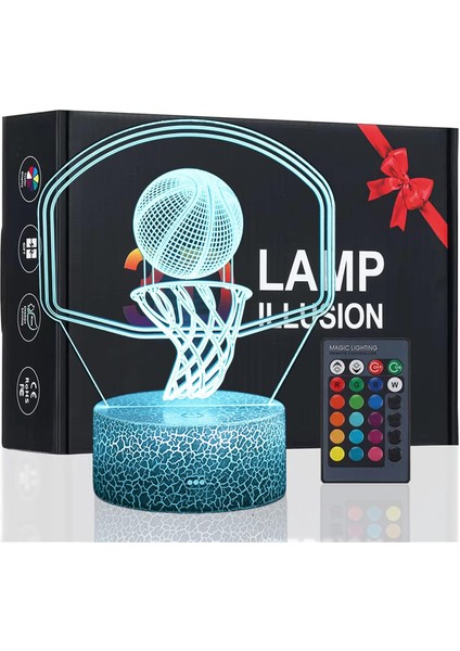 3D Basketbol Gece Lambası Panya Illüzyon Çemberi (Yurt Dışından)