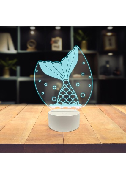 , Müzik 3D LED Masa Lambası, Caz Trompet I 8" x 10" Beyaz Tabanlı Balık Bayan Kadın Yüzme Deniz Kuyruğu (Yurt Dışından) modelleri