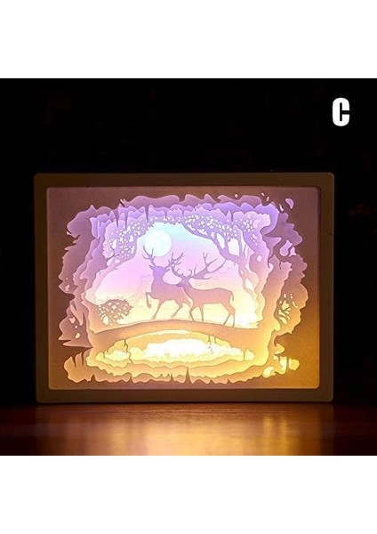 Sanat Dekorasyonu 3D Kağıt Oyma Işık Lambası Kağıdı-C C (Yurt Dışından)