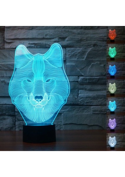 3D Kurt Gece Lambası Köpek Hayvan Dokunmatik Anahtar Tablosu (Yurt Dışından)