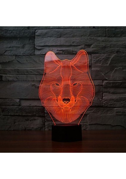 3D Kurt Gece Lambası Köpek Hayvan Dokunmatik Anahtar Tablosu (Yurt Dışından)