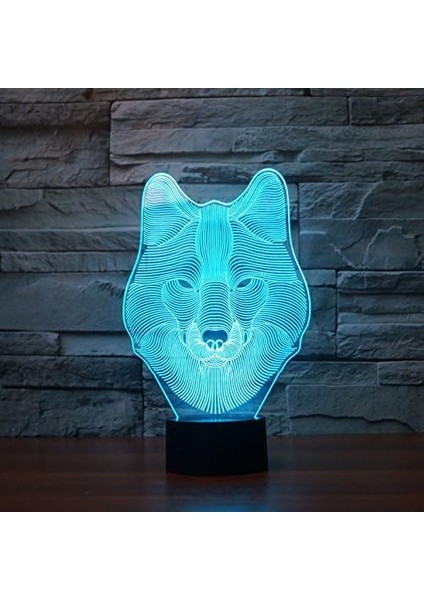 3D Kurt Gece Lambası Köpek Hayvan Dokunmatik Anahtar Tablosu (Yurt Dışından)