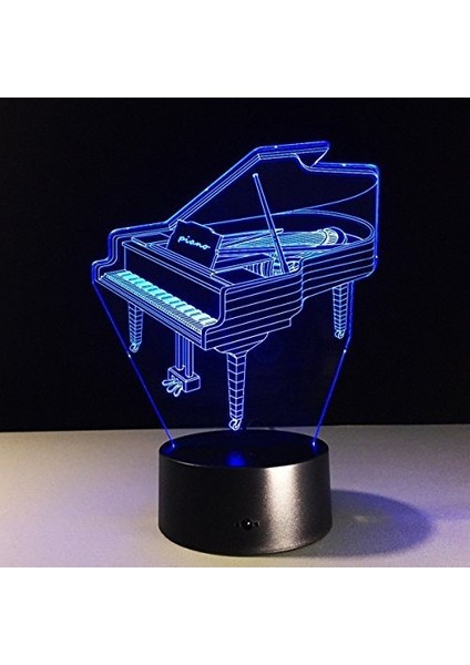 3D Piyano Gece Lambası LED USB 7 Renkli Ch (Yurt Dışından) modelleri