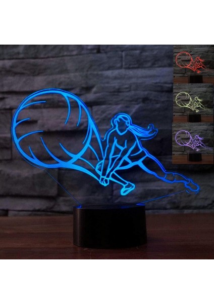 3D Voleybol Gece Lambası LED Lamba Illusi (Yurt Dışından)