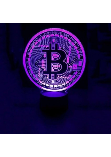 3D Bitcoin Burcu Gece Lambası Uzaktan Kumanda Gücü T (Yurt Dışından)