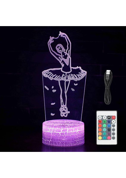 Bale Balerin 3D LED Optik Yanılsama Dekorasyonu (Yurt Dışından)