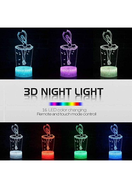 Bale Balerin 3D LED Optik Yanılsama Dekorasyonu (Yurt Dışından)