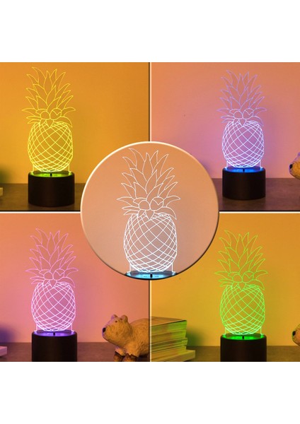 Ananas 3D LED Masa Lambası Gece Lambası Opti (Yurt Dışından)