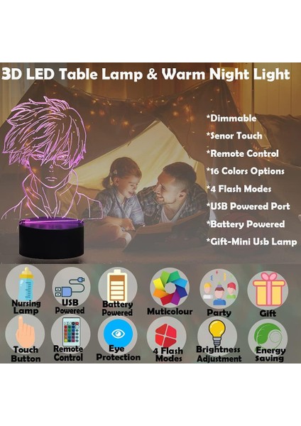 Todoroki Shoto Gece Lambası 3D Akrilik Gece Lambası J (Yurt Dışından) fiyatları