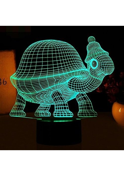 3D Kaplumbağa Hayvan Gece Lambası Soyut Dokunmatik Anahtar (Yurt Dışından)