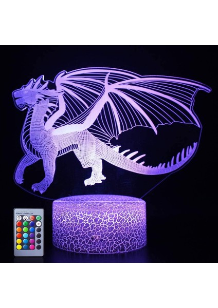 3D Dinozor Gece Lambası Illüzyon Lambası 7/16 Renk C (Yurt Dışından)