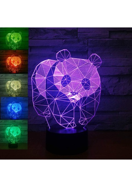 3D Panda Gece Lambası Ayı Hayvan Masa Lambası Dekoru (Yurt Dışından)