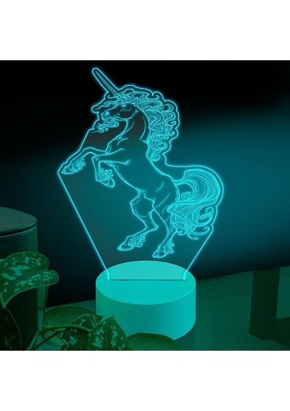 , Müzik 3D LED Masa Lambası, Caz Trompet I 8" x 10" Beyaz Tabanlı At Hayali Yaratık Yapıt (Yurt Dışından)