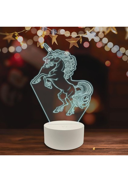 , Müzik 3D LED Masa Lambası, Caz Trompet I 8" x 10" Beyaz Tabanlı At Hayali Yaratık Yapıt (Yurt Dışından)