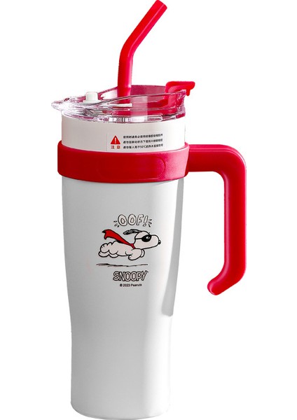 Resmi Orijinal Snoopy Snoopy Big Mac Termos Büyük Kapasiteli Saman Bardak Erkekler ve Kadınlar Su Bardağı Soğuk (Yurt Dışından)