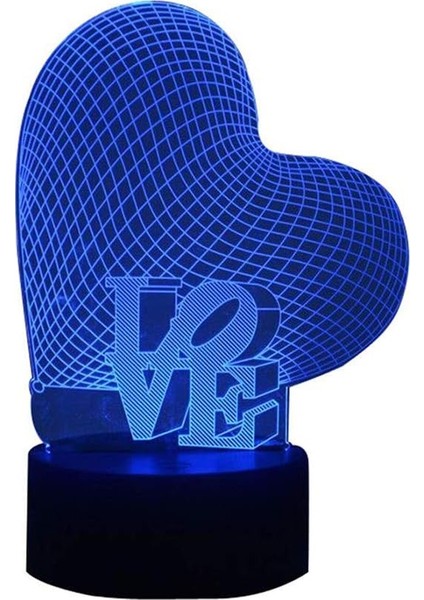 Aşk Kalp Balonları Gece Lambası, 3D Optik Illusio Kalp Burcu Aşk (Yurt Dışından)