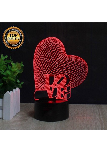 Aşk Kalp Balonları Gece Lambası, 3D Optik Illusio Kalp Burcu Aşk (Yurt Dışından)