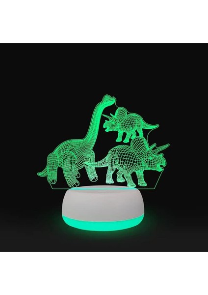 Tyrannosaurus Rex Dinozor Sanat Lambası, 7 Renk 3D Dinozorlar (Yurt Dışından)