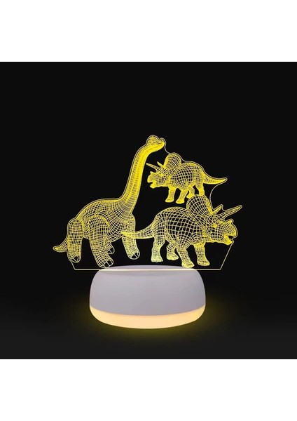 Tyrannosaurus Rex Dinozor Sanat Lambası, 7 Renk 3D Dinozorlar (Yurt Dışından)