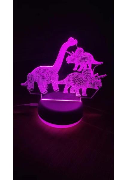 Tyrannosaurus Rex Dinozor Sanat Lambası, 7 Renk 3D Dinozorlar (Yurt Dışından)