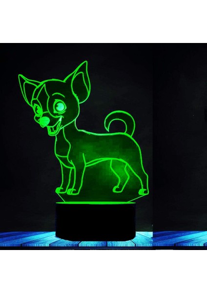 3D Chihuahua Köpek Hayvan Gece Lambası Köpek Yavrusu Masa La (Yurt Dışından)