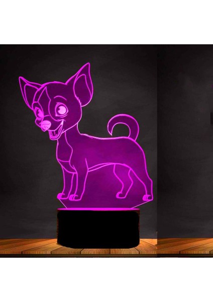3D Chihuahua Köpek Hayvan Gece Lambası Köpek Yavrusu Masa La (Yurt Dışından)