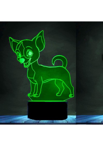 3D Chihuahua Köpek Hayvan Gece Lambası Köpek Yavrusu Masa La (Yurt Dışından)