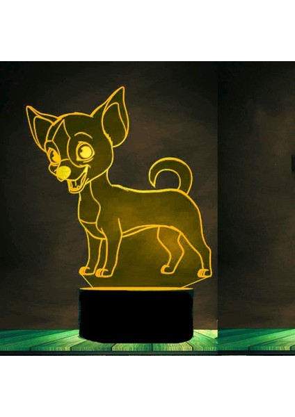 3D Chihuahua Köpek Hayvan Gece Lambası Köpek Yavrusu Masa La (Yurt Dışından)