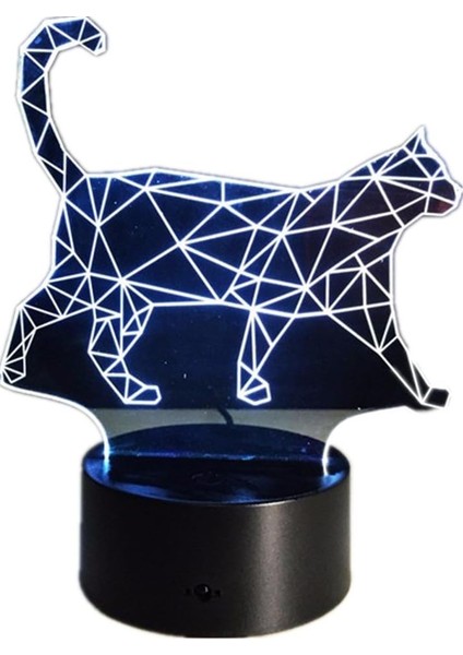 3D Yürüyen Kedi 7 Değiştirilebilir Renk LED Gece Lambası P (Yurt Dışından)