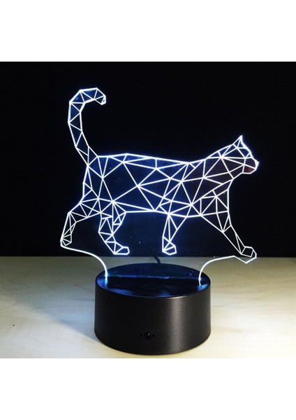 3D Yürüyen Kedi 7 Değiştirilebilir Renk LED Gece Lambası P (Yurt Dışından)