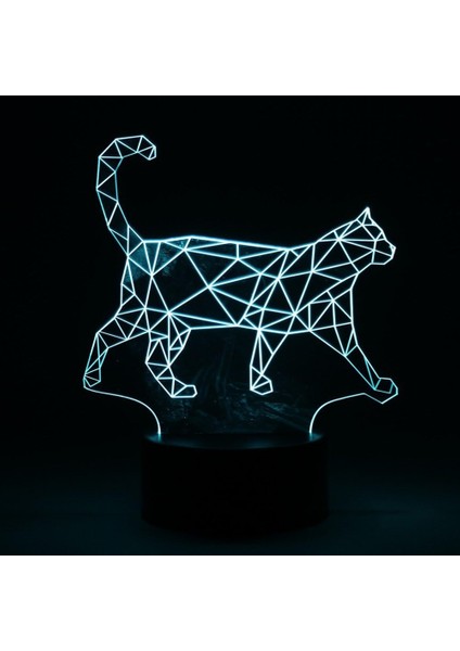 3D Yürüyen Kedi 7 Değiştirilebilir Renk LED Gece Lambası P (Yurt Dışından)