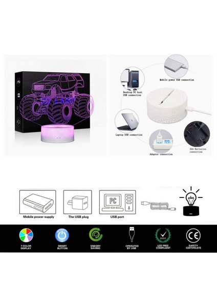 Çocuklar Için Gece Işığı Canavar Kamyon 3D Gece Işığı (Yurt Dışından) modelleri