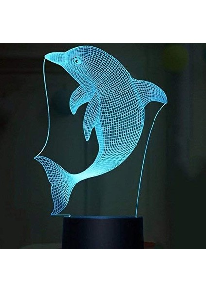 3D Yunus Balık Gece Işığı Lambası Yanılsama (Yurt Dışından)