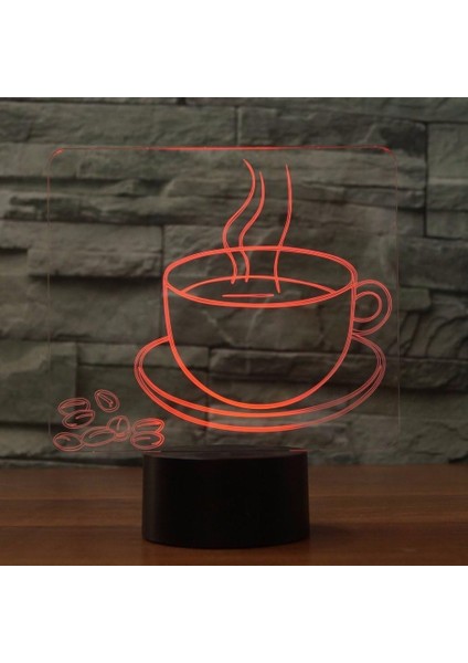 3D Kahve Fincanı Gece Lambası 16 Renk Değişimi LED Remo (Yurt Dışından)