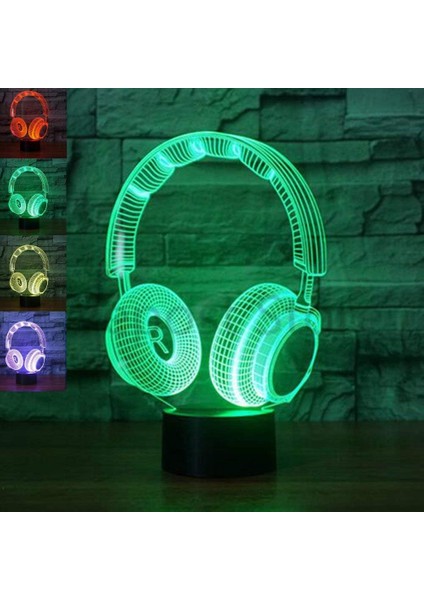 3D Dj Kulaklık Kulaklık Gece Lambası LED L (Yurt Dışından)