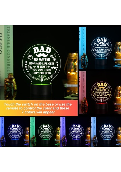 Kızı Oğlundan Baba Hediyeleri 3D LED Gece Lambası Gif (Yurt Dışından)