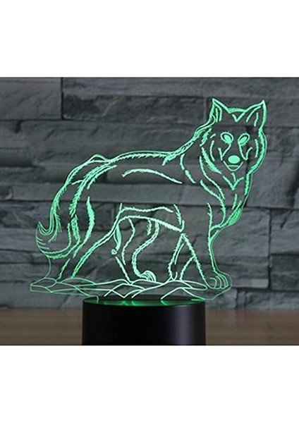 3D Kurt Köpeği Hayvan Gece Lambası Illus (Yurt Dışından)