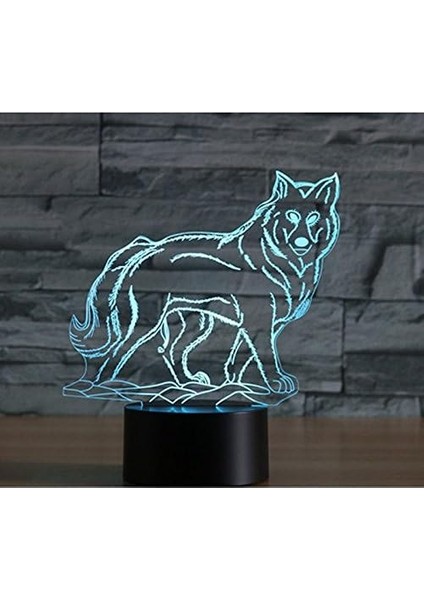3D Kurt Köpeği Hayvan Gece Lambası Illus (Yurt Dışından)